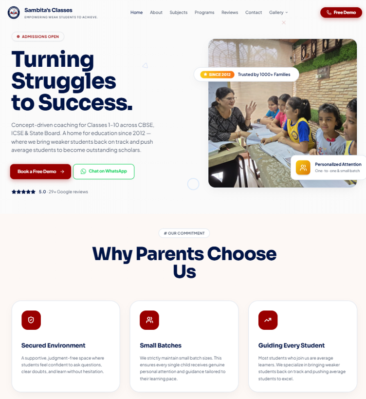 Sambita Coaching Classes Website