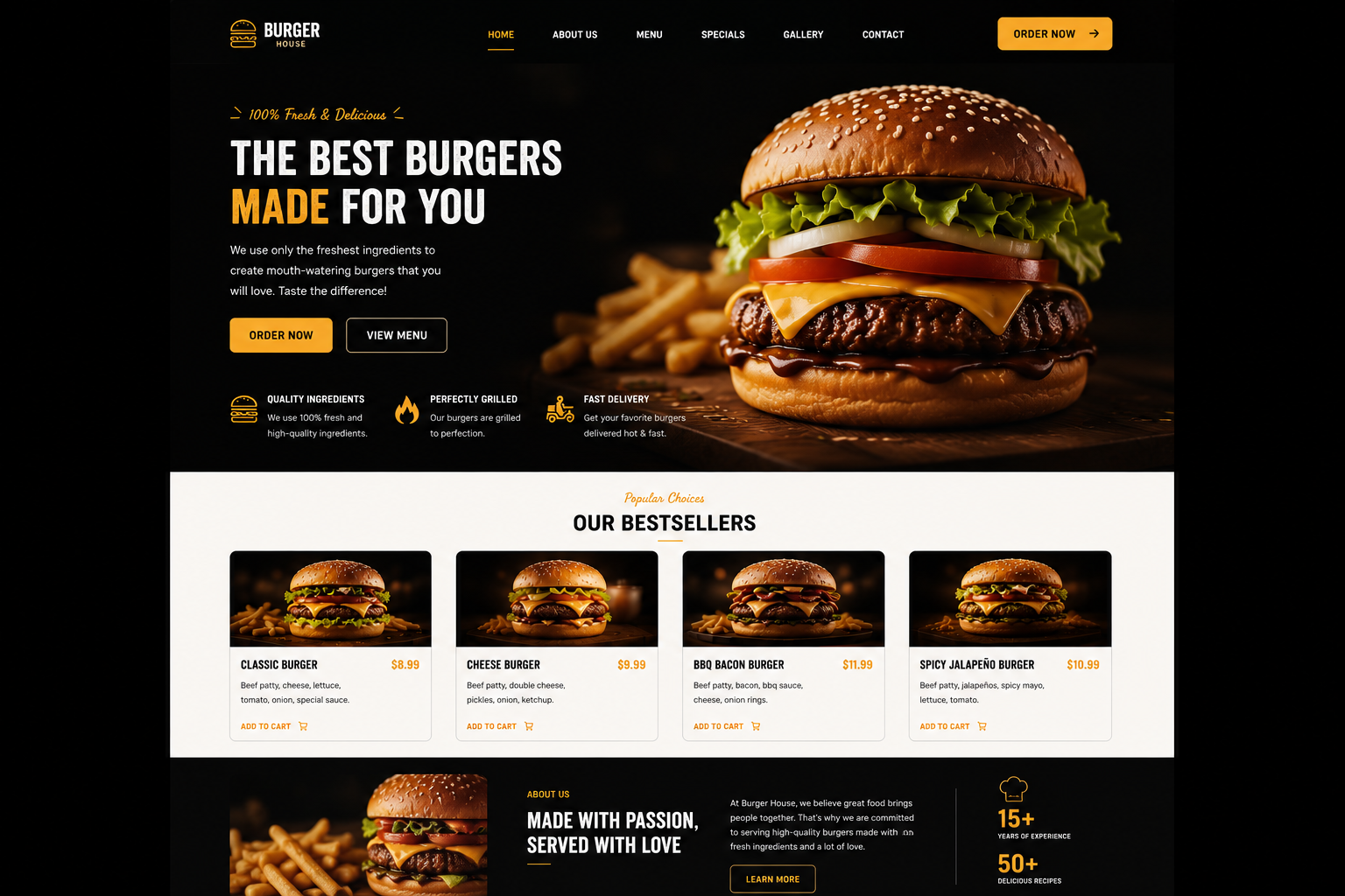 Restaurant Website Mockup