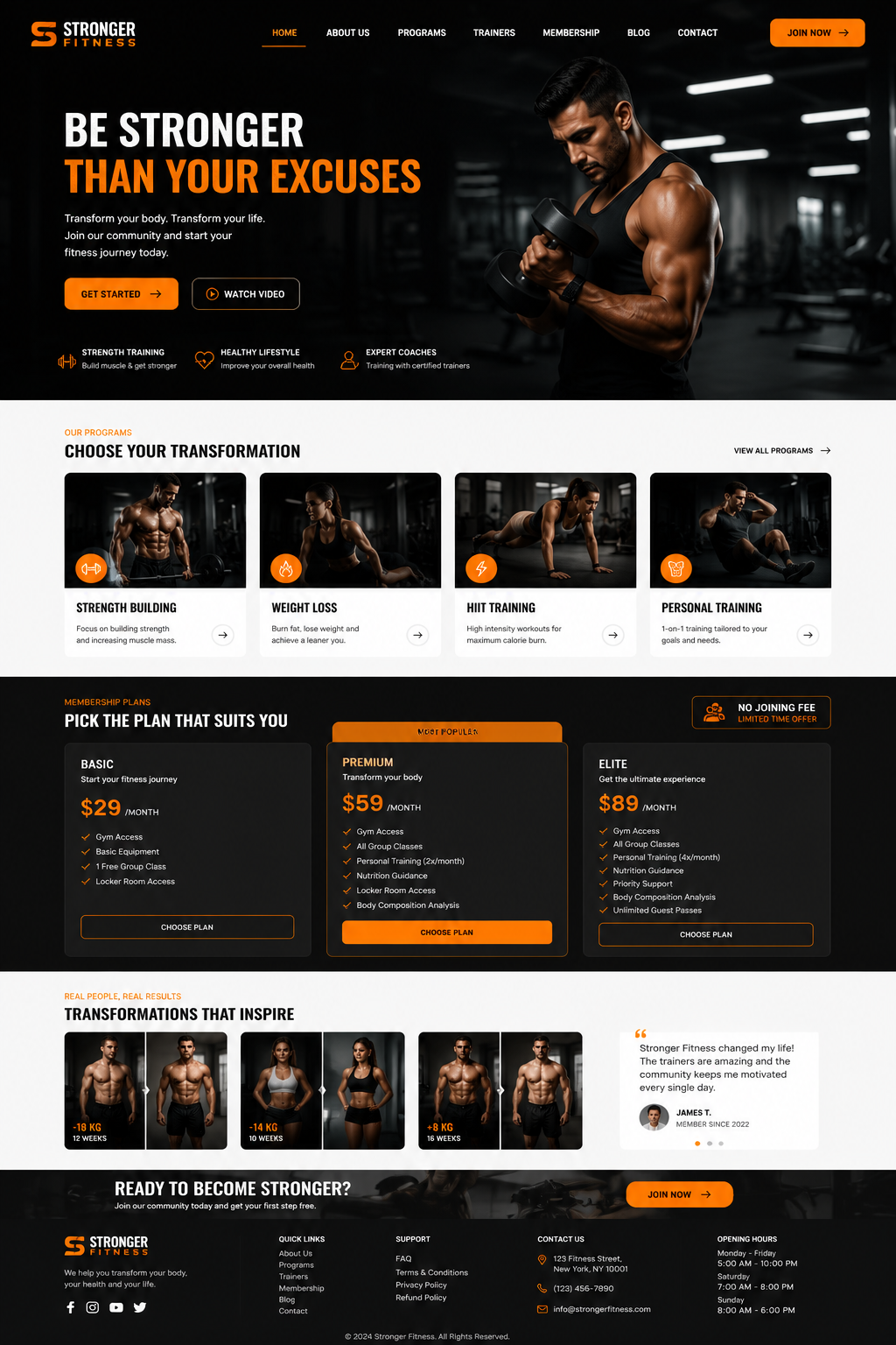 Gym & Fitness Website Mockup